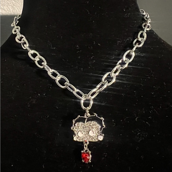 COPY - Sterling Silver Betty Boop Rhinestone Necklace - Picture 1 of 6